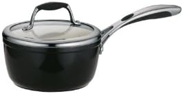 Tramontina Ceramica Deluxe 1.5-Quart Sauce Pan with Glass Lid | Ceramic Non Stick Small Saucepan, Oven-Safe, Metallic Black