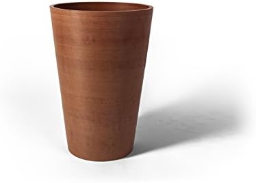 Algreen Valencia Round Planter Pot, 12.25 by 18-Inch, Textured Brown | Round Shape, Indoor Use, UV And Weather Resistant, Drainage Hole With Removable Plug, Lightweight 5.51 lb