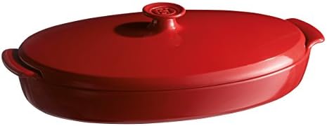 Emile Henry Made In France Fish Steamer for th Oven, 16" by 9.5", Burgundy Red