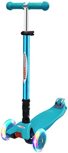 ChromeWheels Foldable Scooters for Kids, Deluxe Kick Scooter 4 Adjustable Height 132lbs Weight Limit 3 Wheel, Lean to Steer LED Light Up Wheels