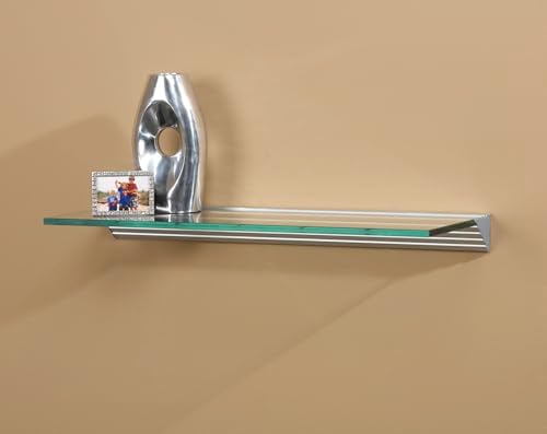 LTL Home Products GL9020CLKIT Wallscapes Glacier Floating Glass Wall Shelf Kit, 8" x 36", Clear Glass
