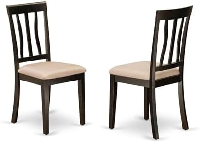 East West Furniture ANC-WHI-W Antique Dining Room Chairs - Slat Back Solid Wood Seat Chairs, Set of 2, Buttermilk & Cherry