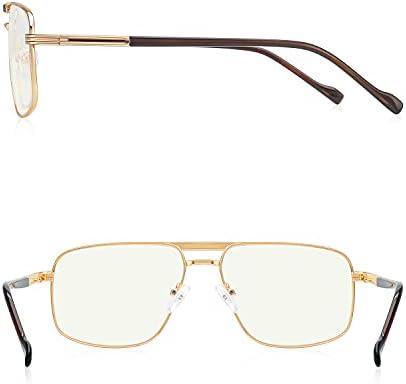 Reading Glasses for Men Square Double Bridge Blue Light Blocking Computer Readers