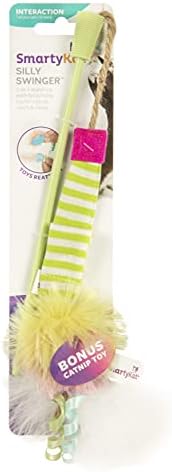SmartyKat Frisky Flyer Feather Wand Cat Toy, Extendable Up to 24" - Blue, One Size