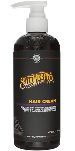 Suavecito Hair Cream for Men - Pump Bottle, Light Hold, Natural Shine, Water Based, Tames Frizz, Great for Curly Hair