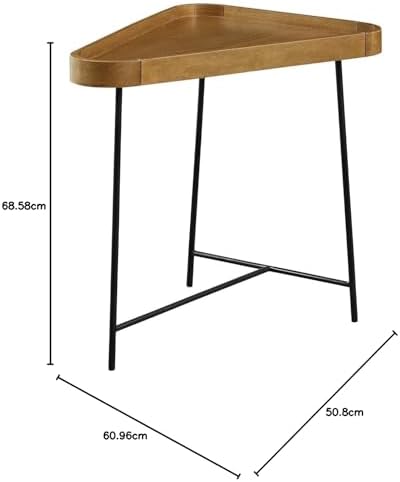 Convenience Concepts Lunar Triangle Wedge End Table 27" - Modern Side Table for Living Room Table with Iron Hairpin-Style Legs