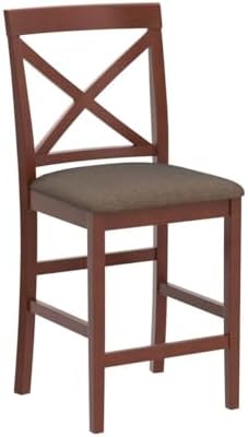East West Furniture PBS-OAK-W Pub Counter-Height Bar Stool - Pub Height Kitchen Chairs, Set of 2, Oak