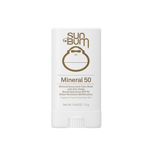 Sun Bum Mineral SPF 50 Face Stick Sunscreen - Travel Size, 0.45 oz | Broad Spectrum Sunscreen, for Sensative Skin, Vitamin E, Hawaii 104 Act Compliant (No Octinoxate & Oxybenzone)