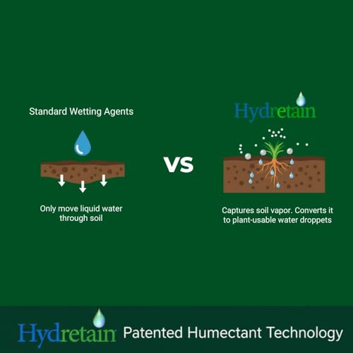 Hydretain Root Zone Moisture Manager — Converts Soil Moisture to Plant-Usable Water for Drought Protection — Reduce Watering 50%, 3-Month Residual, 5,000 Sq Ft Coverage (32 Fl Oz. RTS) | Patented humectant, ready-to-spray, 3-month residual, up to 5,000 s…
