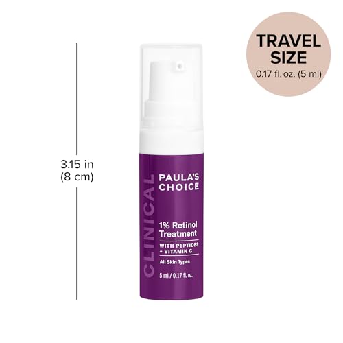 Paula's Choice CLINICAL 1% Retinol Face Treatment with Peptides | Anti-Aging Face Serum with Vitamin C & Licorice Extract for Fine Lines & Wrinkles, Fragrance Free