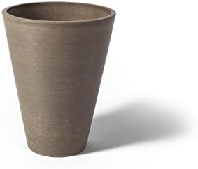 Algreen Valencia Round Planter Pot, 12.25 by 18-Inch, Textured Brown | Round Shape, Indoor Use, UV And Weather Resistant, Drainage Hole With Removable Plug, Lightweight 5.51 lb