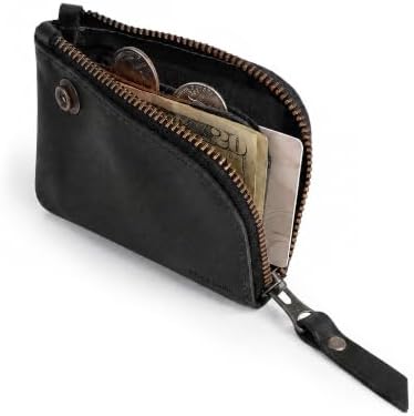Hide & Drink, Leather Zippered Wallet, Holds Up to 6 Cards Plus Folded Bills, Pouch Organizer, Cash Holder, Travel Essentials, Mini, Pocket-Size, Handmade (Bourbon Brown)