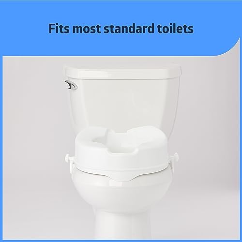 Medline Raised Toilet Seat with Secure Side Locks, 4" Elevation - 250 lbs. Capacity, for Seniors, Elderly