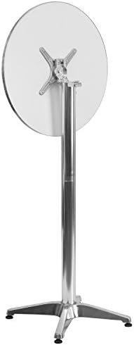 Flash Furniture 23.25" Round Aluminum Indoor/Outdoor Bar Height Table with Flip-Up Top, Heavy-Duty Aluminum Flip-Up Top Cocktail Table, Silver