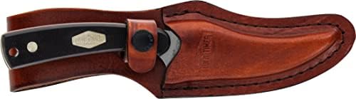 Old Timer 152OT Sharpfinger 7.1in S.S. Full Tang Fixed Blade Knife with 3.3in Clip Point Skinner Blade, Black Sawcut Handle, and Leather Belt Sheath for Hunting, Camping, Skinning, EDC, and Outdoors