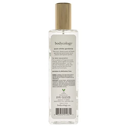 Bodycology Pure White Gardenia Fragrance Mist for Women, 8 oz - Refreshing Floral Scent, Long-Lasting Body Spray
