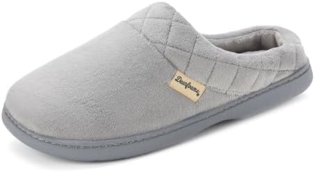 Dearfoams Women's Lightweight Memory Foam Indoor House Slipper Darcy Velour Clog with Wide Widths