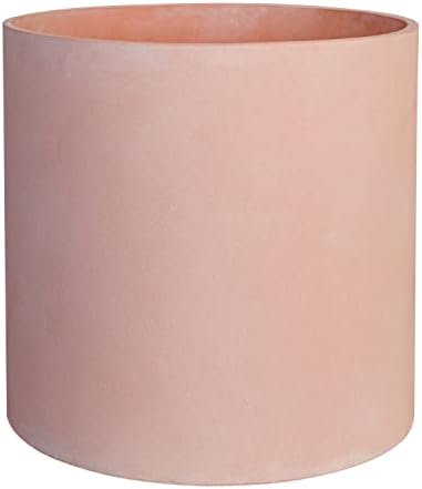 FaithLand 14 Inch Fiberstone Planter - Lightweight Modern Cylinder Plant Pot with Drainage Hole & Plug, Indoor Outdoor Use, Matte White