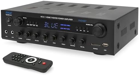 Pyle 400w Home Entertainment Amplifier with Bluetooth - Karaoke Optimized with Dual Mic Inputs with Reverb and Delay
