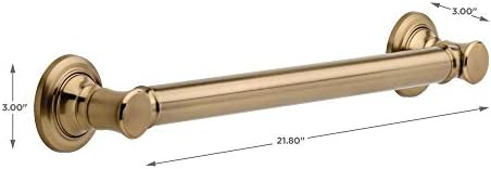 Delta Traditional (1-Pack) 18" Shower Grab Bar Seniors ADA Compliant Champagne Bronze 450 lb Capacity Bathroom Safety Handle for Shower