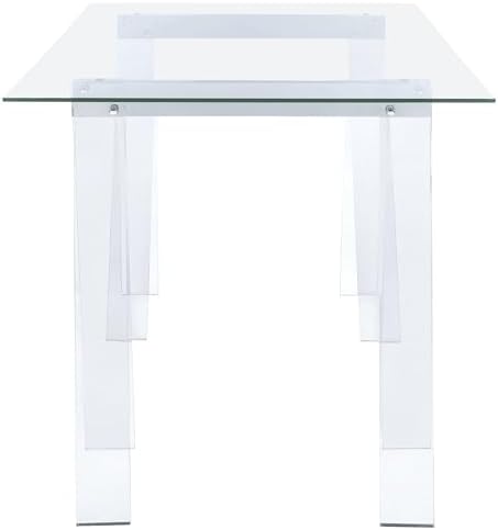 Coaster Home Furnishings – Amaturo – Glass & Metal – 59-Inch Transparent Design Writing Desk with Tempered Glass Top, Chrome Supports