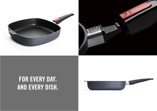 Woll Diamond Lite Cast Iron Frying Pan Square Induction 26 x 26 cm Height 6 cm with Removable Handle Suitable for All Types of Cookers Non-Stick Cast Aluminium