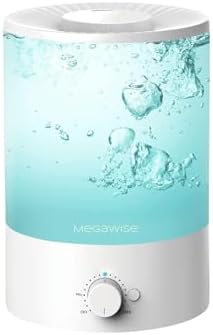 MEGAWISE 1.5L Cool Mist Humidifier for Bedroom, 25dB Quiet