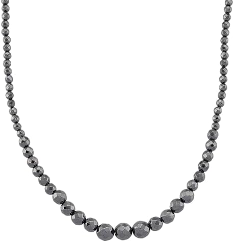 Blue Color Hematite Beaded Necklace Silvertone 560.00 ctw 20.5-22.5"