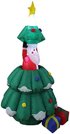5 FT Animated Lighted Christmas Inflatable Santa Claus Rising from Tree | Outdoor Indoor Yard, Built-in LED Lights, Self-Inflating Blower