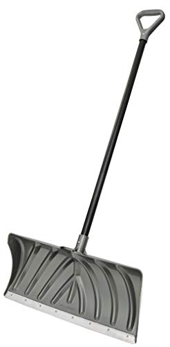 Suncast 24-Inch Snow Shovel and Pusher Combo with Durable Galvanized Steel Wear Strip and Ergonomic D-Grip Handle, Ideal for Driveways, Walkways