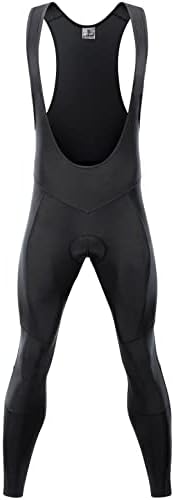 Przewalski Men's Cycling Bib Pants 4D Padded Bike Thermal Bib Tights Black