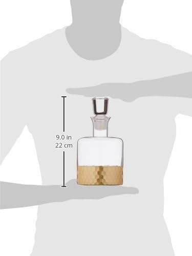 Fitz and Floyd Daphne Decorative Whiskey Decanter Set with Top Glass for Wine, Bourbon, Brandy, Liquor, 5 Piece, Gold