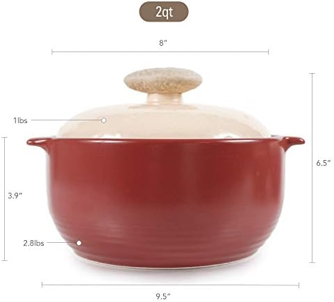 Neoflam Kiesel 2qt Non-Stick Ceramic Casserole Pot, Dutch Oven, Clay Pot, Stockpot For Stew, Soup, Steam, Scratch Resistant, Oven Safe, Heat Resistant, Plum