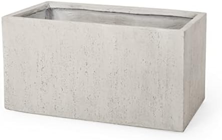 Christopher Knight Home Vanessa Outdoor Modern Large Cast Stone Rectangular Planter, White