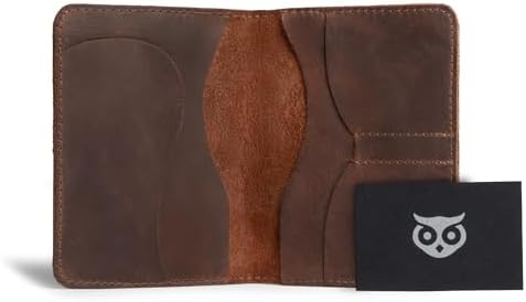 Hide & Drink, Double Passport Cover with Slots for Bills and Keys, Rustic Case, ID Organizer, Full Grain Leather, Handmade Accessories, Bourbon Brown