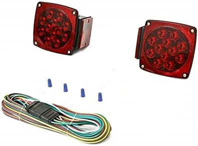 AUTO 12V Submersible Square LED Trailer Tail Light Kit for Under 80 Inch Truck Boat Utility Waterproof (Trailer Light kit)