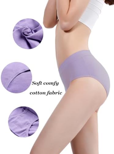 Buankoxy Women's Mid-Rise Stretch Cotton Panties, Assorted Colors