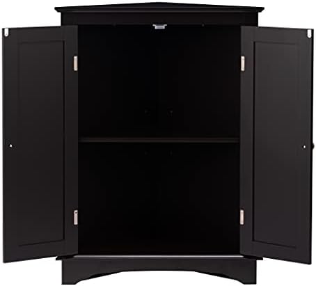Spirich Corner Bathroom Cabinet with Doors and Adjustable Shelf, White