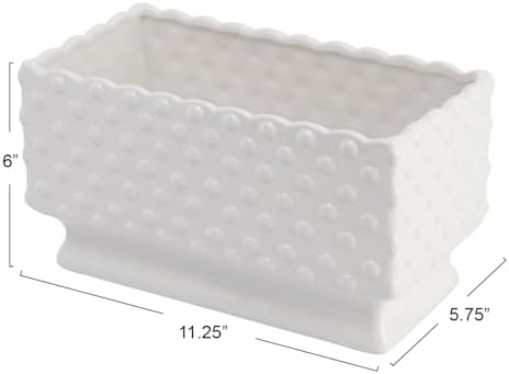Creative Co-Op White Hobnail Rectangle Ceramic Planter