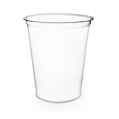 Vegware Compostable 32oz Clear Round Deli Containers, Case of 500, PLA Plastic Meal Prep, Made from PLA, A Renewable Material Made from Plants