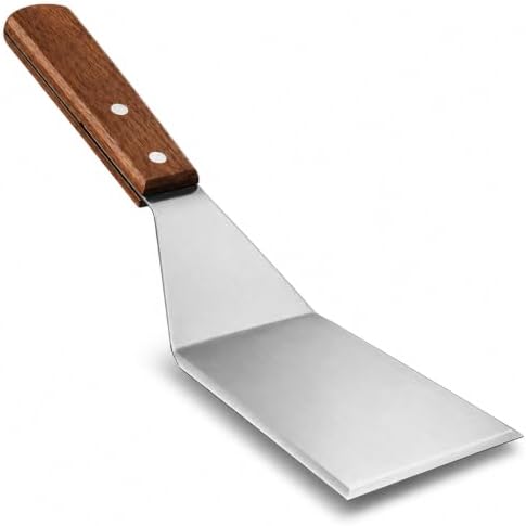Homi styles Cookie/Brownie Spatula Small Metal Spatula With Merbau Wooden Handle | Heavy Duty Stainless Steel Flipper With Beveled Edges | Small