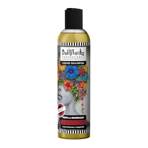 Dollylocks Clarifying Liquid Shampoo | Rosemary Peppermint Lemon | Paraben-free, Plant-Based, Vegan, Residue-Free Loc, Braid, Dreadlock Care | All hair types | 8oz