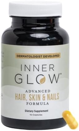 Inner Glow Advanced Hair, Skin & Nails Vitamins – Doctor-Developed Hair Supplement with Biotin, Collagen Peptides