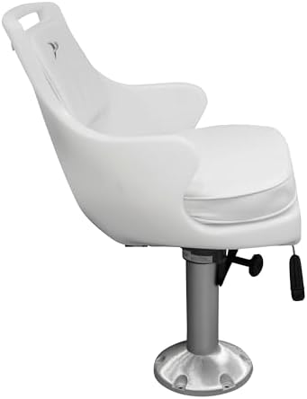 Wise 8WD015-710 Standard Pilot Chair with Cushions, Fixed Height Pedestal and Seat Slide | 28-oz marine vinyl snap-on cushions, 2-7/8 in aluminum post