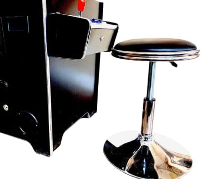 Top Us Arcades Set of 2 Swivel Bar Stools Easy Adjustable Height Leather Padded Cushion Work Home Bar Man Cave Arcade Room Garage Padding Black top
