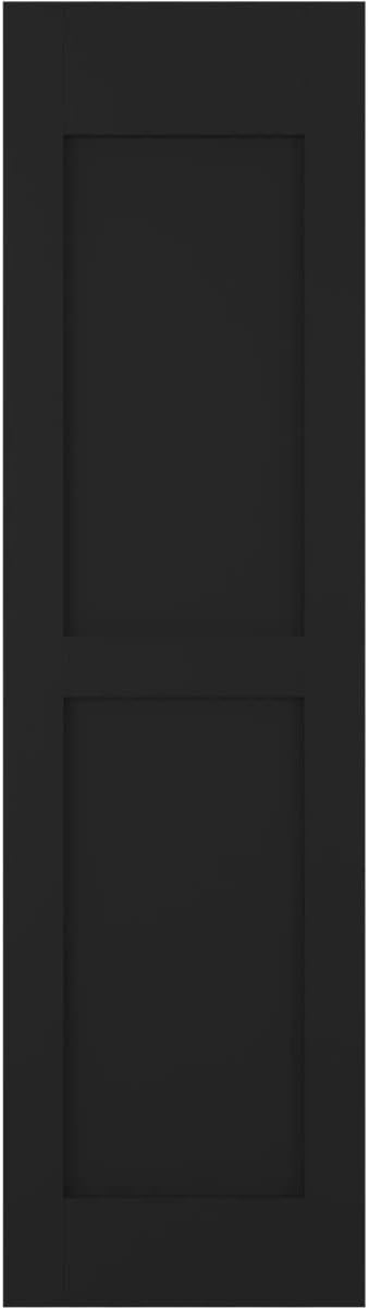 15"W x 72"H Americraft Two Equal Flat Panel Exterior Real Wood Shutters (Per Pair), Black