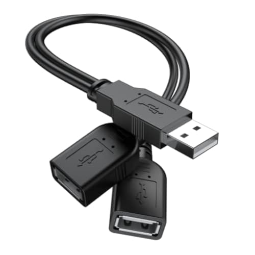 【2026 Upgraded】 USB 2.0 A Male to 2 Dual USB Female Jack Y Splitter Hub Power Cord Extension Adapter Cable (Not Supporting CarPlay and Android