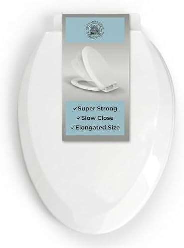 Renovators Supply Manufacturing Plastic Soft Close Toilet Seat Elongated Quiet-Close Lid, Contoured Seat, Easy to Install and Clean, Grip-Tight Bumpers with Adjustable Mounting Hardware, Black