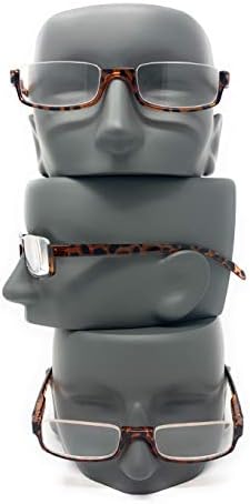 The Parker Rectangle Half Frame Reading Glasses, Unisex Semi Rimless Readers + 1.50 Tortoise