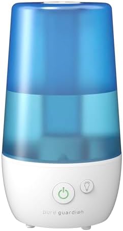 PureGuardian Ultrasonic Cool Mist Humidifier with Aromatherapy Tray, 70-Hour Run Time, 1-Gallon Tank Capacity, 320 Sq. Ft. Coverage for Small Rooms